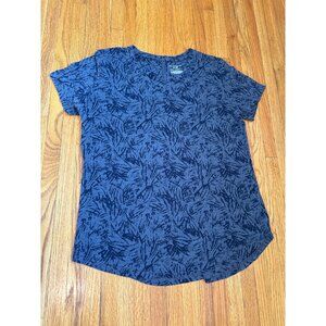 Tek Gear DryTek Large Blue Print Short Sleeve Women’s Shirt